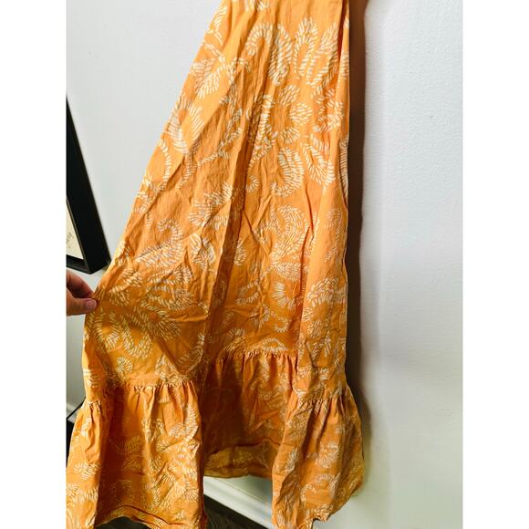 MARISSA WEBB x RTR Orange Botanical Print Tie Back Flutter Sleeve Midi Dress 4 - Picture 7 of 14